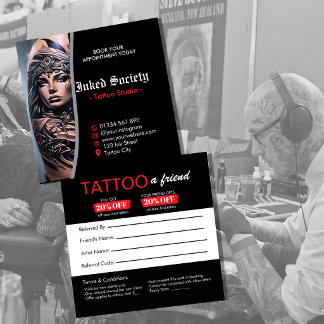 Carte De Visite Carré Tattoo Referral Card Template | Tattoo a Friend 