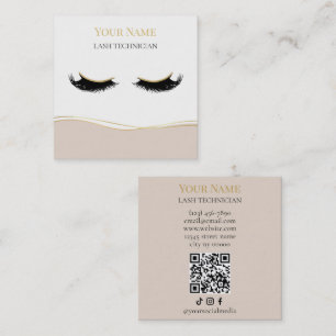 Carte De Visite Carré Technicienne de cils QR code de luxe