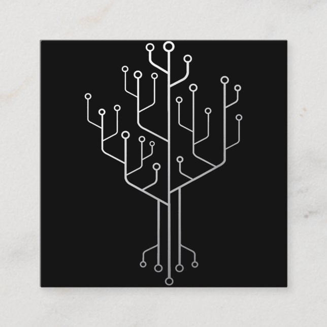 Carte De Visite Carré Technique du programmeur programmeur de l'arbre de (Devant)
