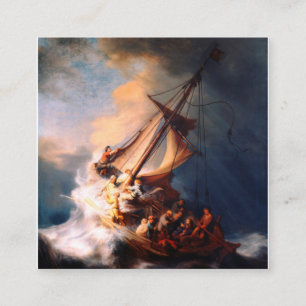 Carte De Visite Carré Tempête Sur La Mer De Galilée Peinture Rembrandt