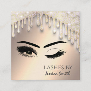 Carte De Visite Carré Tendance chic glitterie or gouttes de maquillage y