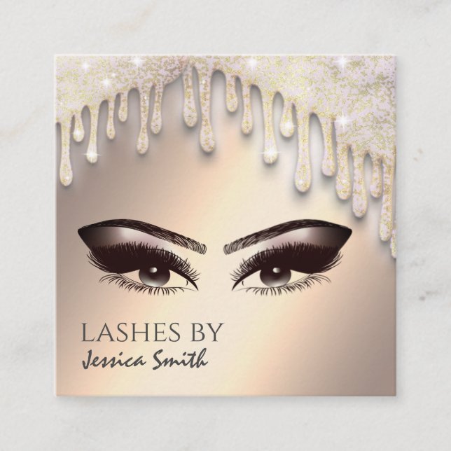 Carte De Visite Carré Tendance chic glittery gouttes de maquillage yeux (Devant)