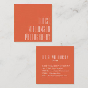 Carte De Visite Carré Tendance contemporaine Chic Bold Typographie Orang