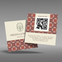 Terracotta Geometric Square QR Business Card