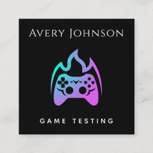 Carte De Visite Carré Test de jeu gras et minimal Joystick à rayure néon