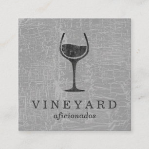 Carte De Visite Carré Texture Gris avec verre à vin