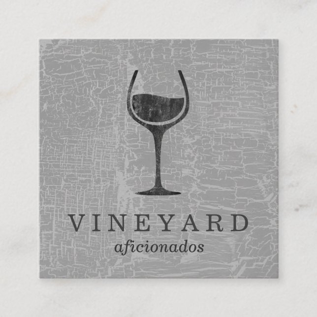 Carte De Visite Carré Texture Gris avec verre à vin (Devant)