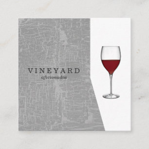 Carte De Visite Carré Texture Gris avec verre à vin