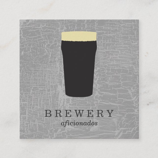 Carte De Visite Carré Texture Gris avec verre de bière (Devant)