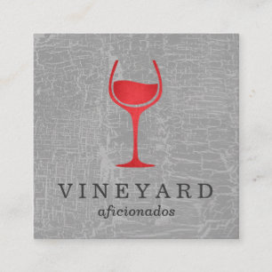 Carte De Visite Carré Texture Gris avec verre de vin rouge
