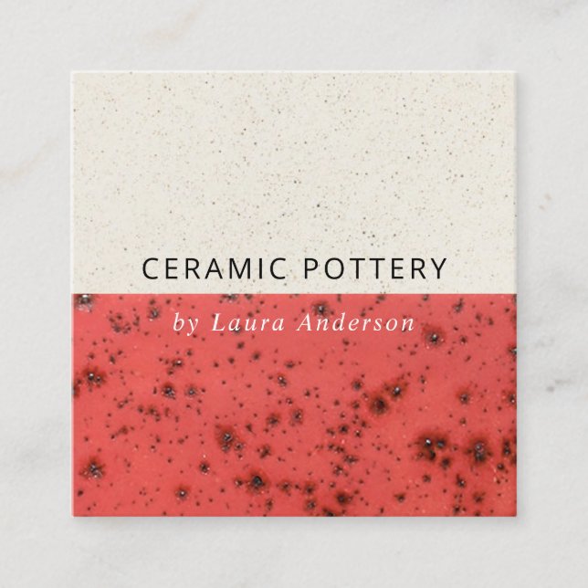 CARTE DE VISITE CARRÉ TEXTURE SPECKLED DE LA POTERIE CÉRAMIQUE ROUGE DE  (Devant)