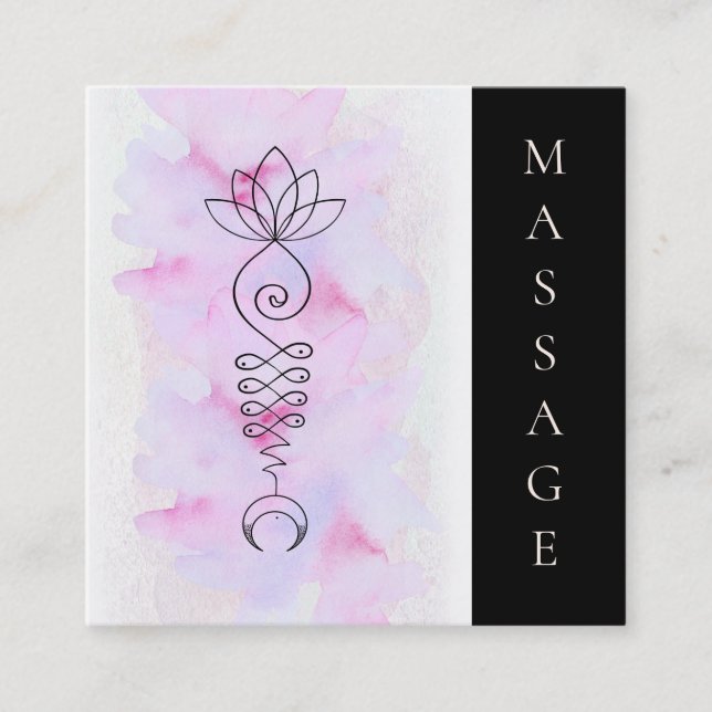 Carte De Visite Carré Thérapeute de massage de Reiki d'énergie de Lotus (Devant)