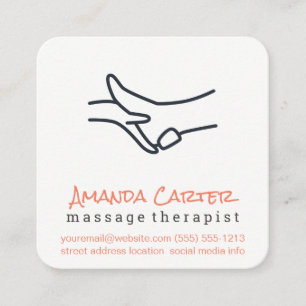 Carte De Visite Carré Thérapeute de massage   Thérapiste physique