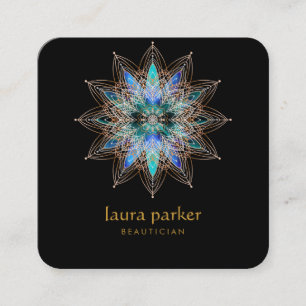 Carte De Visite Carré Thérapie de guérison de Lotus Bleu Yoga Holistique