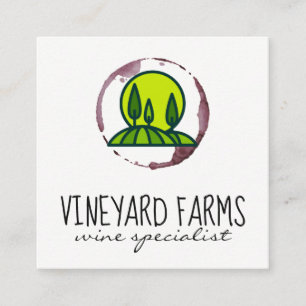 Carte De Visite Carré Tige à vin (verre de vin) Vignoble Raisins