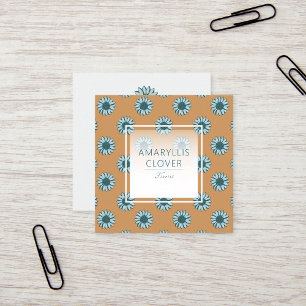 Carte De Visite Carré Tiny Blue Orange Floral