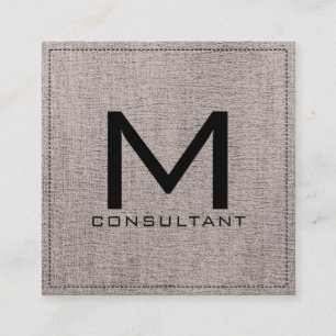 Carte De Visite Carré Toile élégante moderne marron Monogram