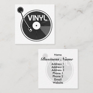 Carte De Visite Carré Tourne-disque de disques de vinyle rétro