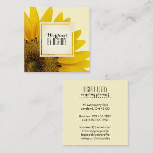 Carte De Visite Carré Tournesol jaune du wedding planner floral