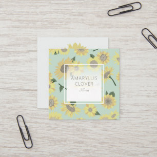 Carte De Visite Carré Tournesol jaune Parfum floral blanc