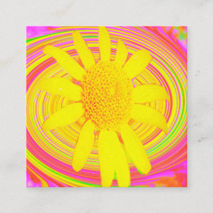 Carte De Visite Carré Tournesol jaune sur un tourbillon psychédélique