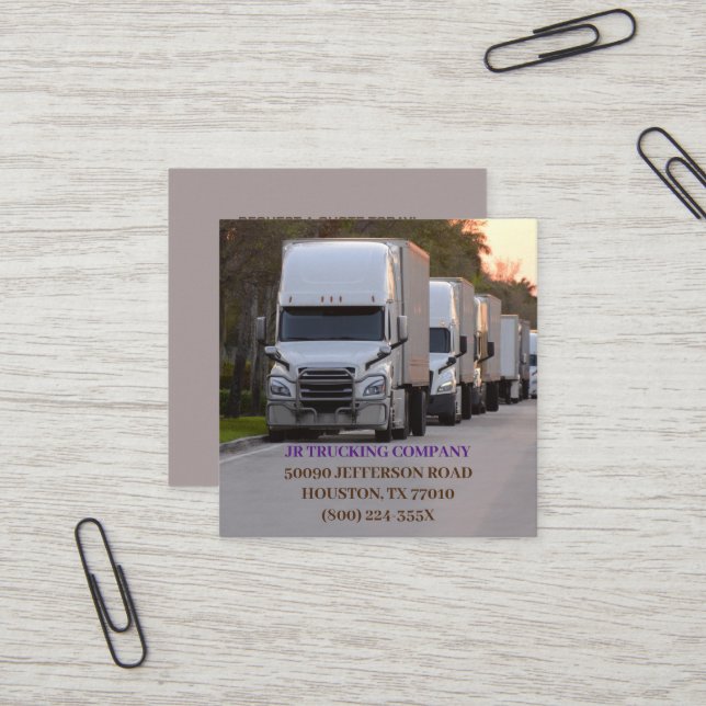 Carte De Visite Carré Transport de la compagnie de camionneurs (Devant/Arrière en situation)