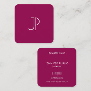 Carte De Visite Carré Trend Couleur Viva Magenta Elegant Modèle Monogram