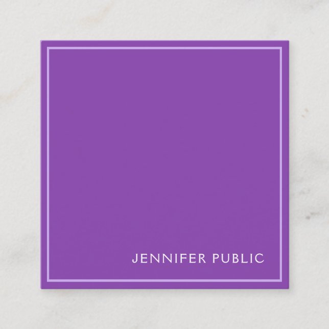 Carte De Visite Carré Trending Modern élégant Violet Finition soie Luxe (Devant)