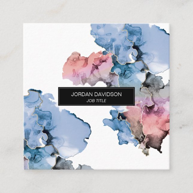 Carte De Visite Carré Trendy Modern Editable Paint Splash (Devant)