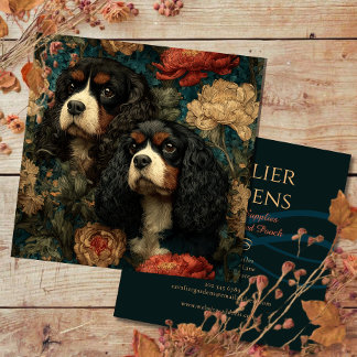 Carte De Visite Carré Tricolor Cavalier King Charles Spaniels CKCS Dogs