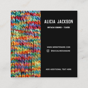 Carte De Visite Carré Tricot Rainbow Stockinette