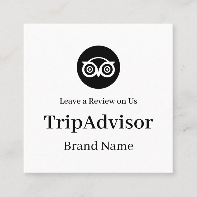Carte De Visite Carré TripAdvisor QR | Custom Business Feedback Link (Devant)