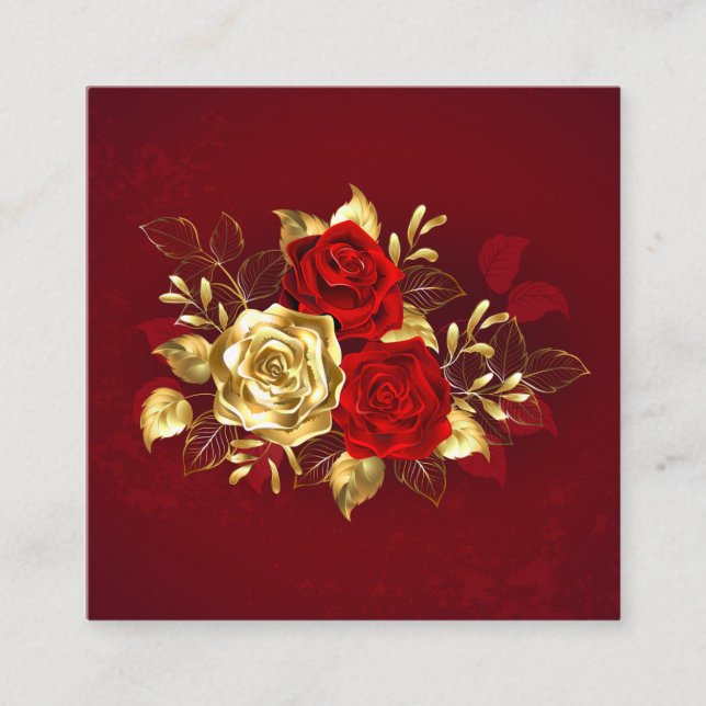 Carte De Visite Carré Trois Roses de bijoux (Devant)
