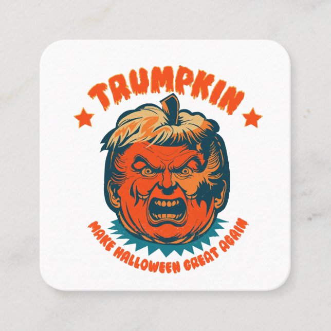 Carte De Visite Carré trompette rendre l'halloween super à nouveau drôle (Devant)
