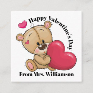 Carte De Visite Carré Trop mignonne ours en peluche Valentine - Voir Ret