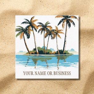 Carte De Visite Carré Tropcal Palm Trees Beach
