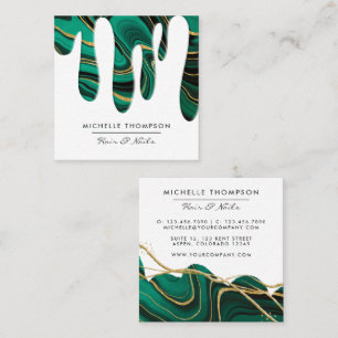 Carte De Visite Carré Turquoise et Gold Agate Driving