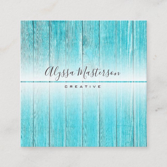 Carte De Visite Carré Turquoise patinée rustique moderne Barnwood (Devant)