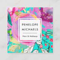 Turquoise vive et couleur d'eau violet Floral