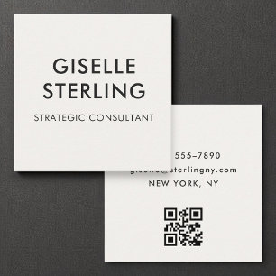Carte De Visite Carré Typographie minimale de luxe neutre Code QR