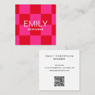 Carte De Visite Carré Typographie minimaliste moderne   Rouge rose du vé