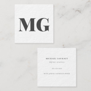 Carte De Visite Carré Typographie Monogramme moderne gris foncé