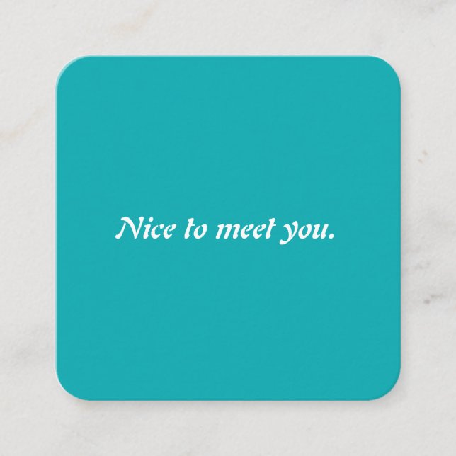 Carte De Visite Carré Typographie Turquoise Unique Moderne Coach Vie (Devant)
