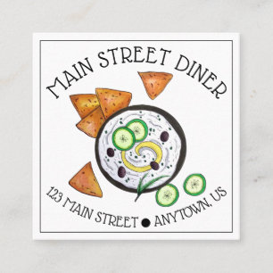 Carte De Visite Carré Tzatziki Grec Meze Dip Nourriture Méditerranéenne 