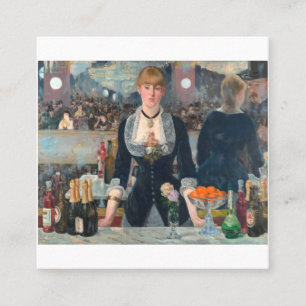 Carte De Visite Carré Un Bar Aux Folies Bergere - Edouard Manet