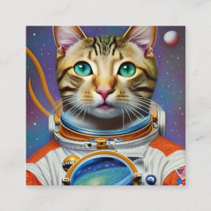 Carte De Visite Carré Un chat astronaute dans l'espace