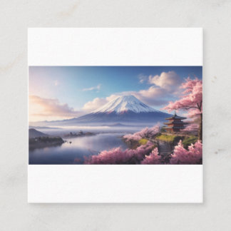 Carte De Visite Carré Une fantastique peinture à l'huile du Mont Fuji
