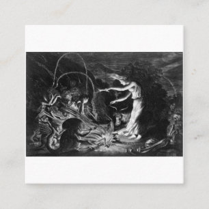 Carte De Visite Carré Une Sorcière À Son Cauldron Entourée De J. Well