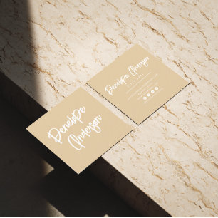 Carte De Visite Carré Unique Minimaliste Crème Neutre Boho Chic Moderne