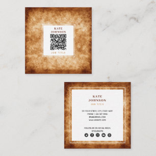 Carte De Visite Carré Unique Terracotta Abstrait QR Code Médias sociaux